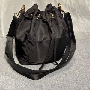 Chic Black Nylon Bucket Bag